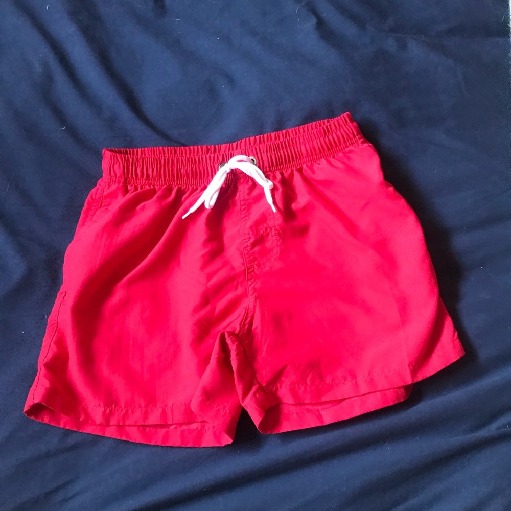 *Men’s Red Quick Dry Short Swim Trunks (Small) - Picture 2 of 5